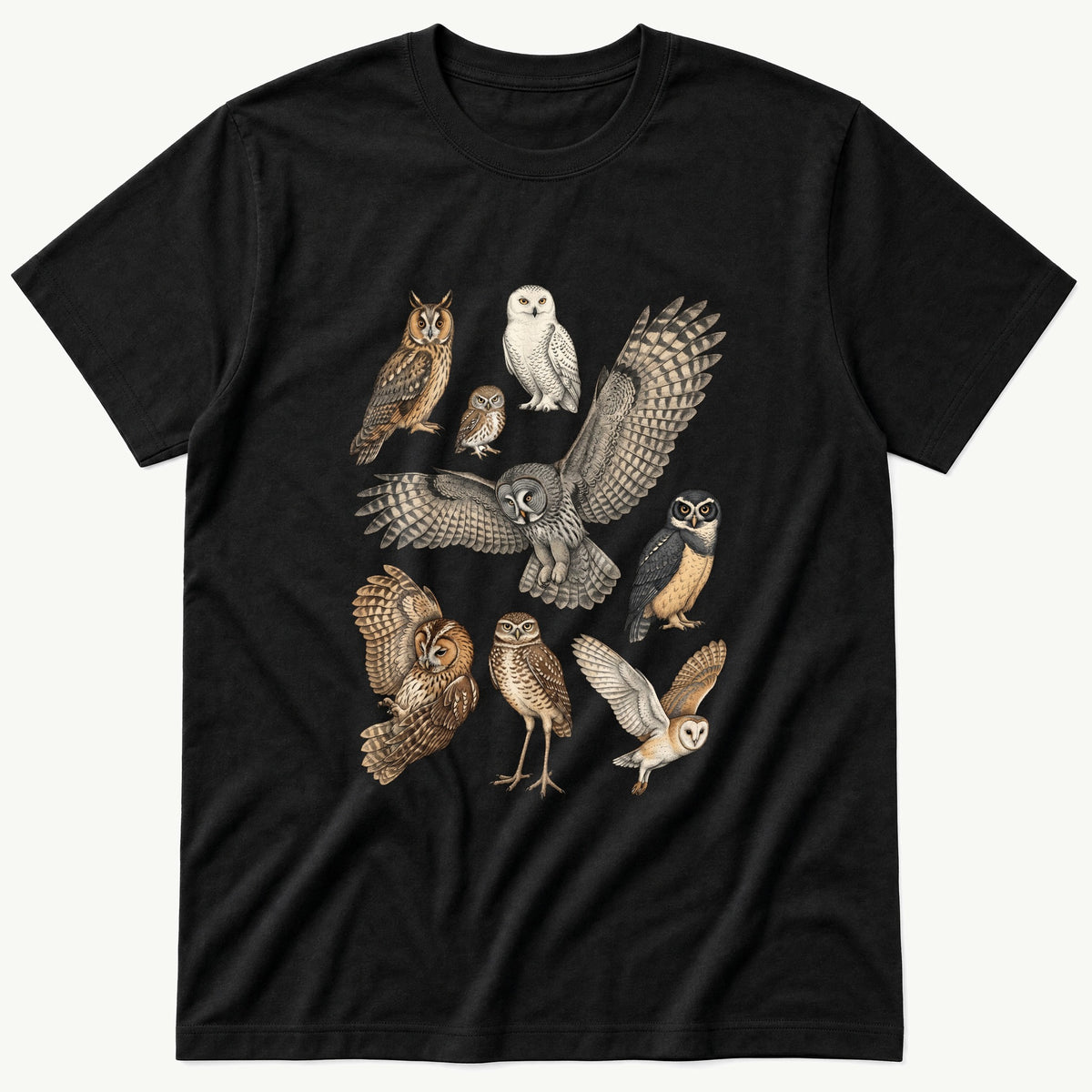 Owl Bird Breeds 3 — Black T-Shirt