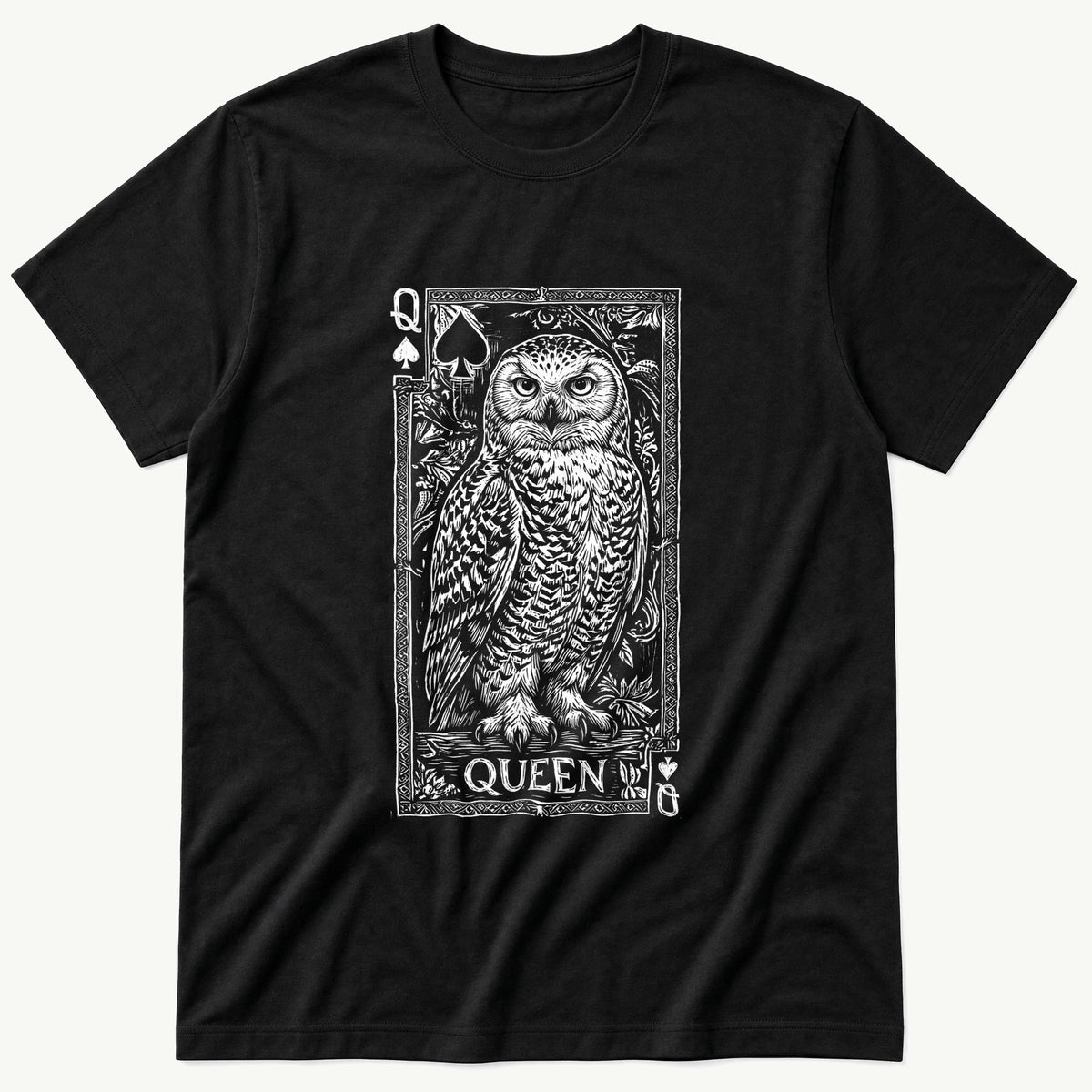 Owl Playing Card 4 — Black T-Shirt