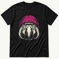 Parrot Wearing Beanie — Black T-Shirt