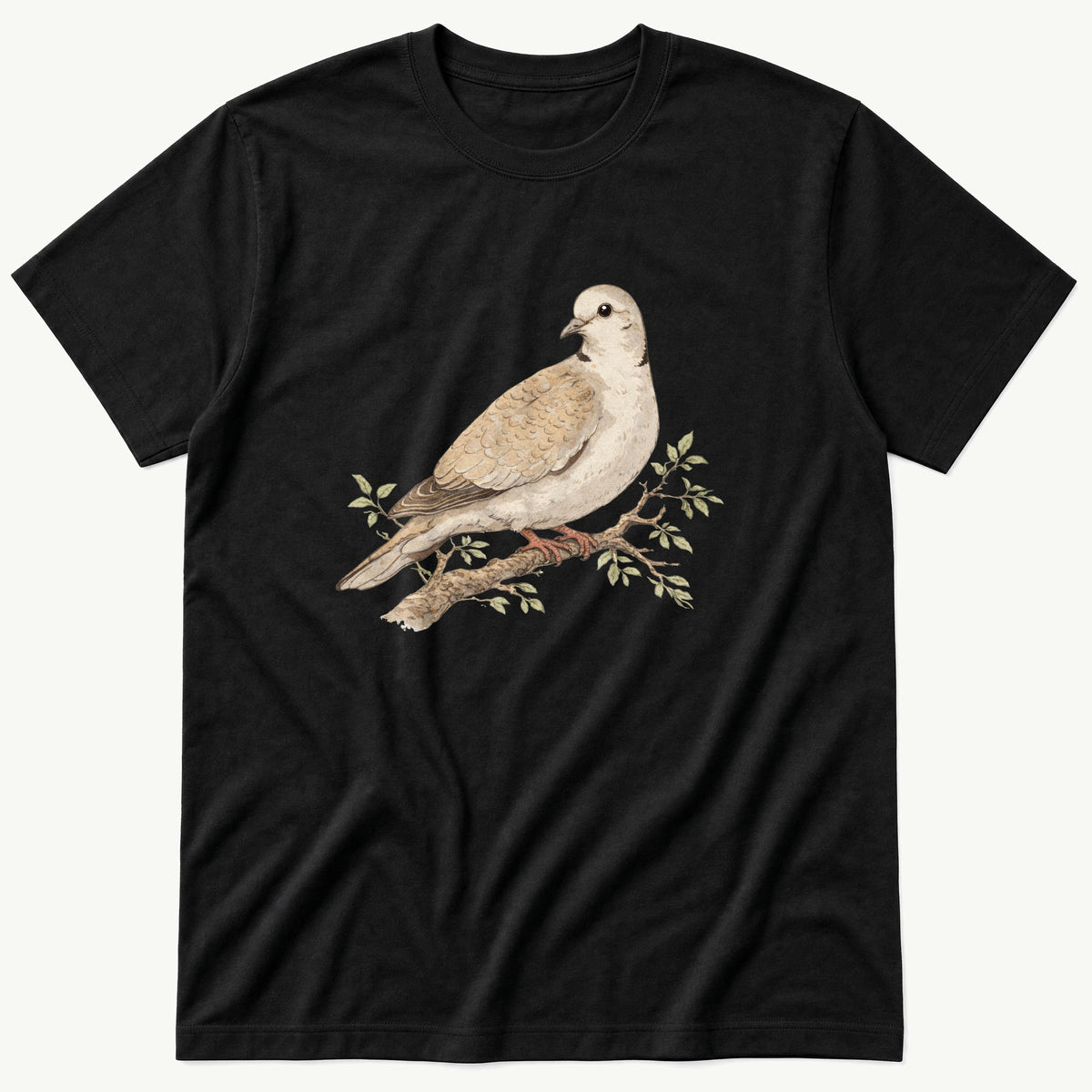Pigeon On Branch 56 — Black T-Shirt