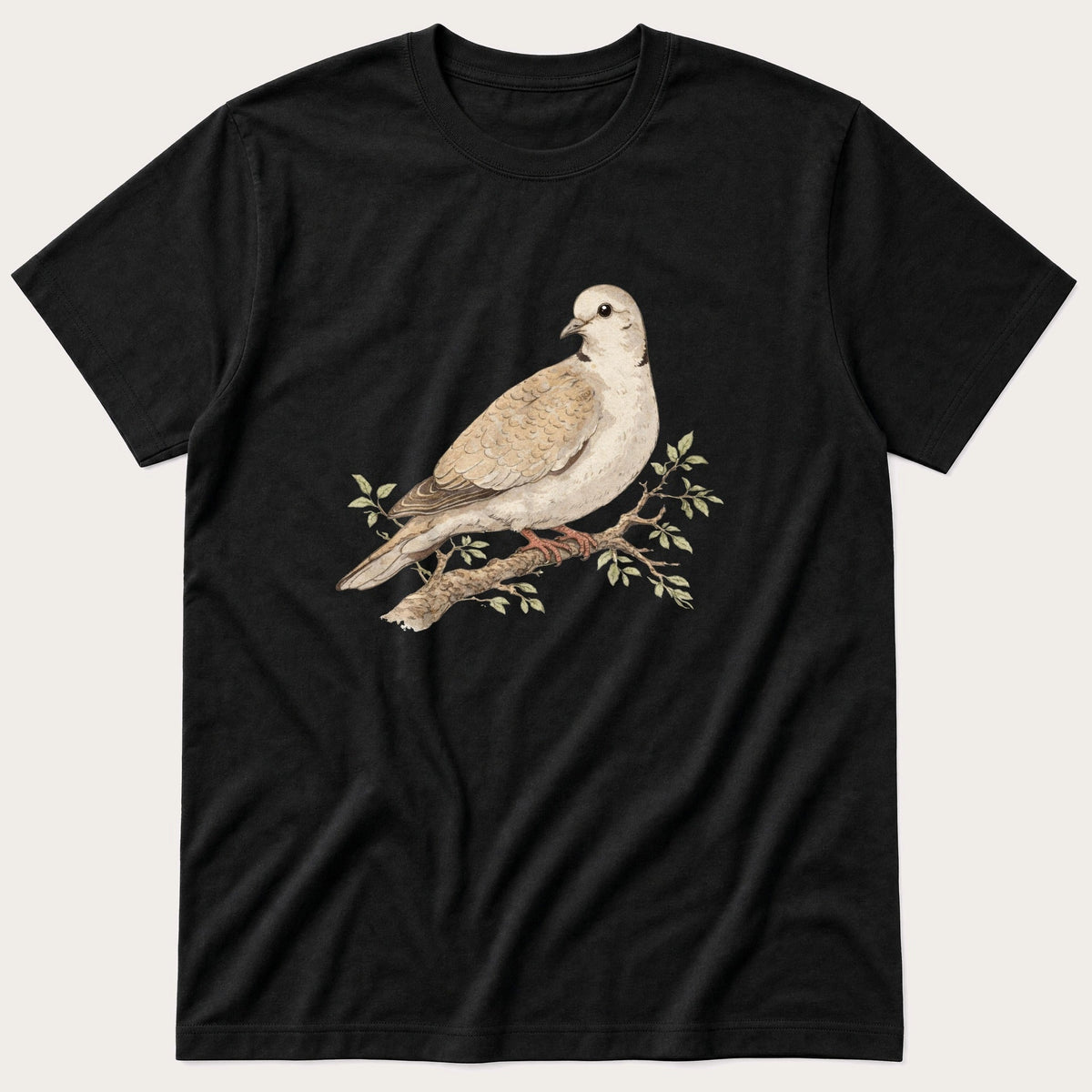 Pigeon On Branch 56 — Black T-Shirt