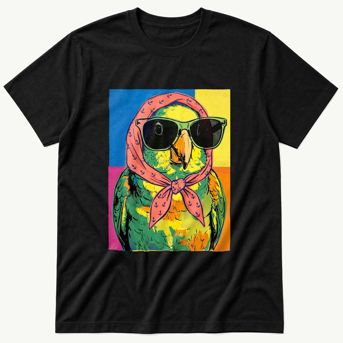 Pop Art Bird 8 — Black T-Shirt