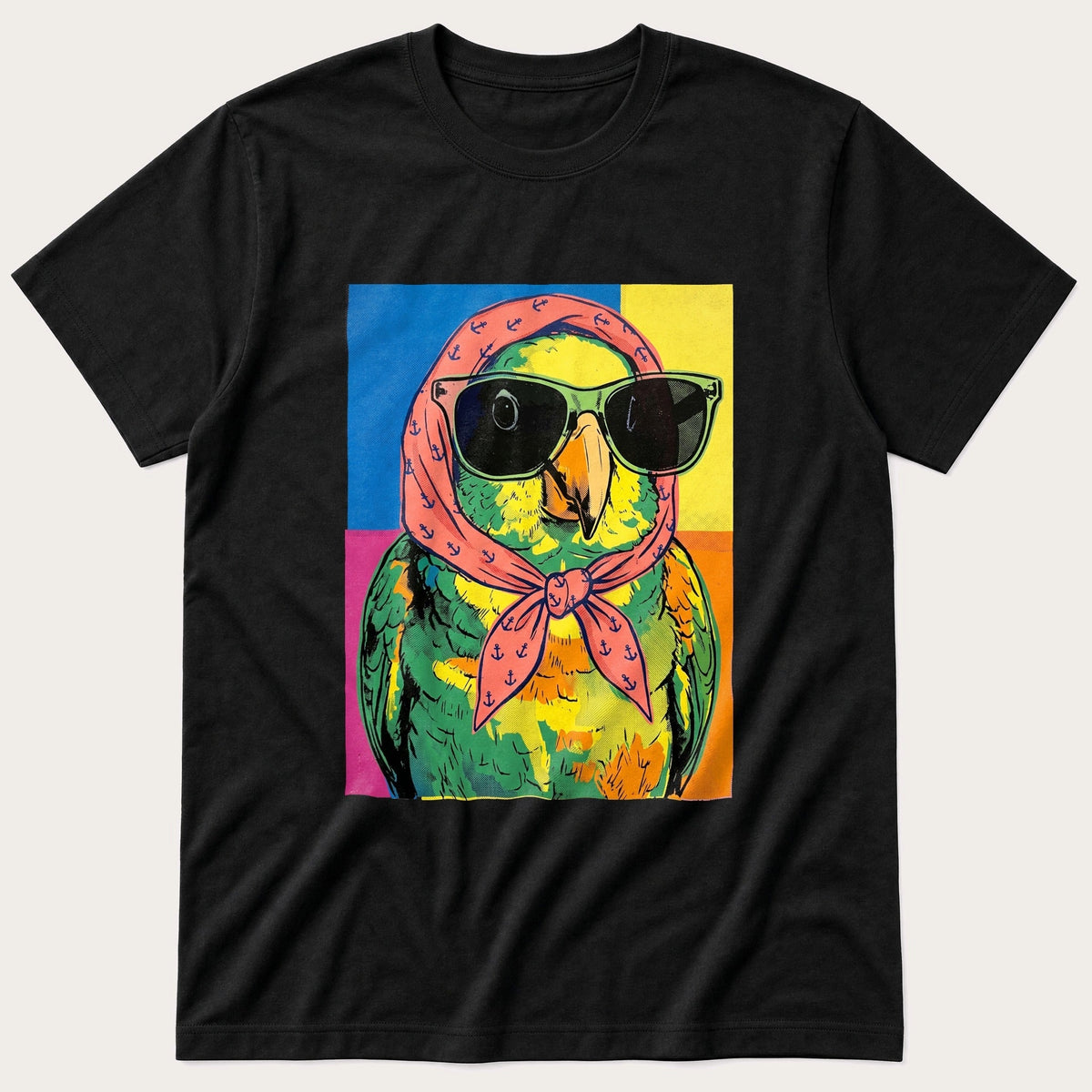 Pop Art Bird 8 — Black T-Shirt