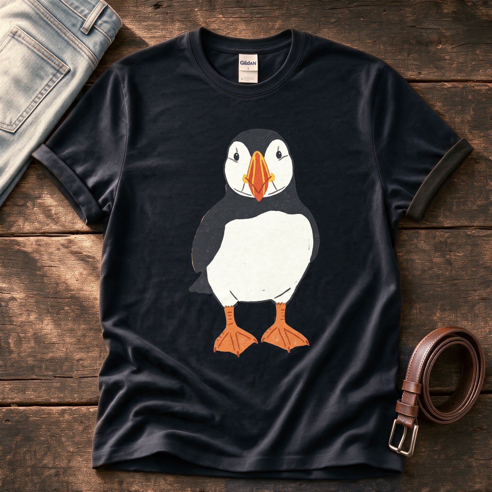 Puffin 22 — Black Comfort Colors tee