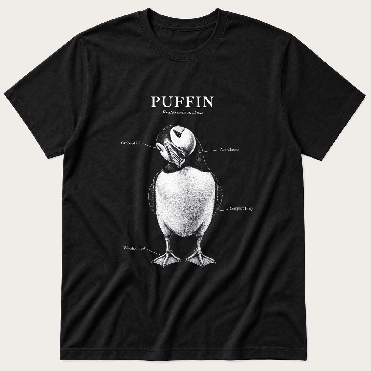 Puffin Anatomy 5 — Black T-Shirt