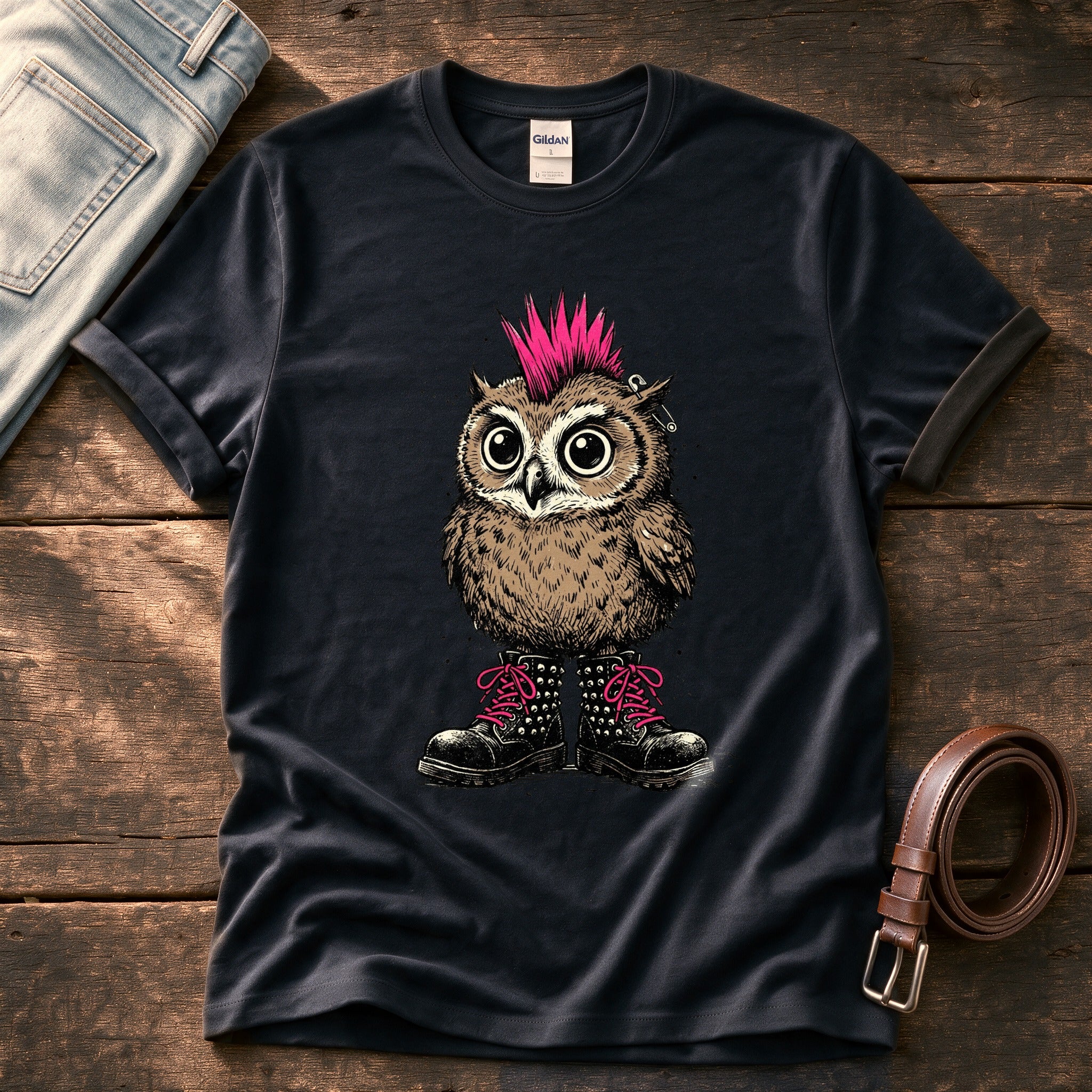 Punk Owl 1 — Black Comfort Colors tee