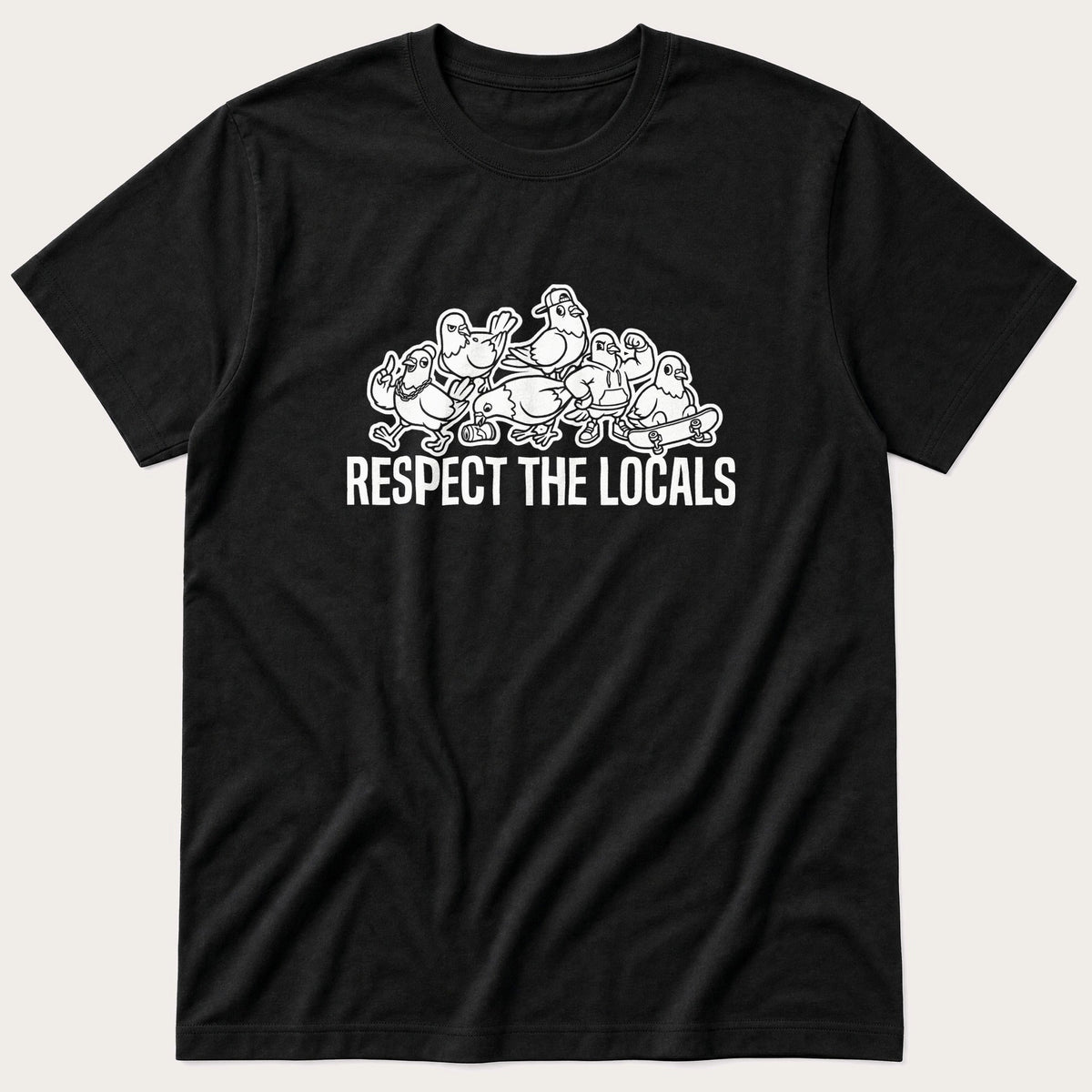 Respect The Locals City Pigeons — Black T-Shirt