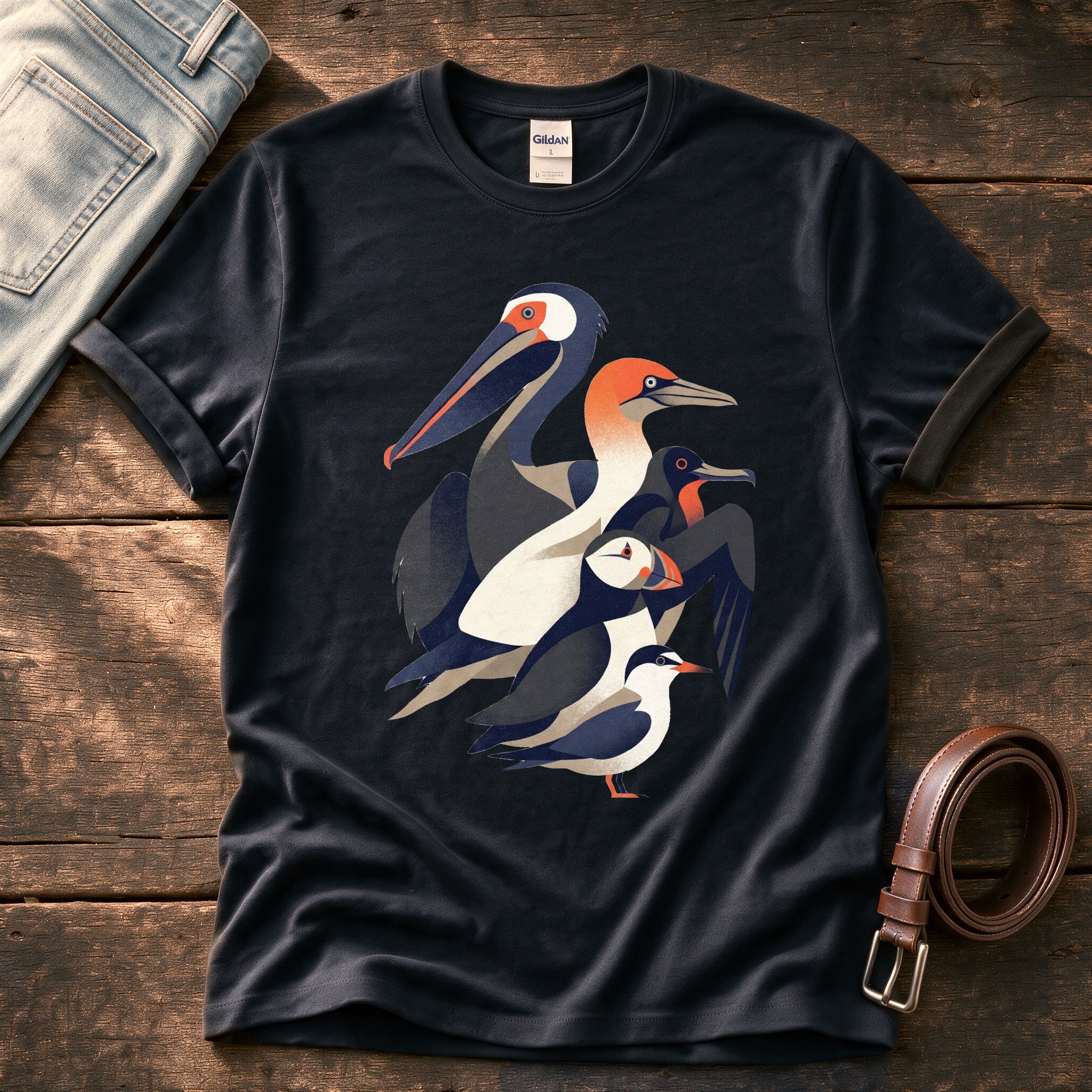 Seabird Breeds 55 — Black Comfort Colors tee
