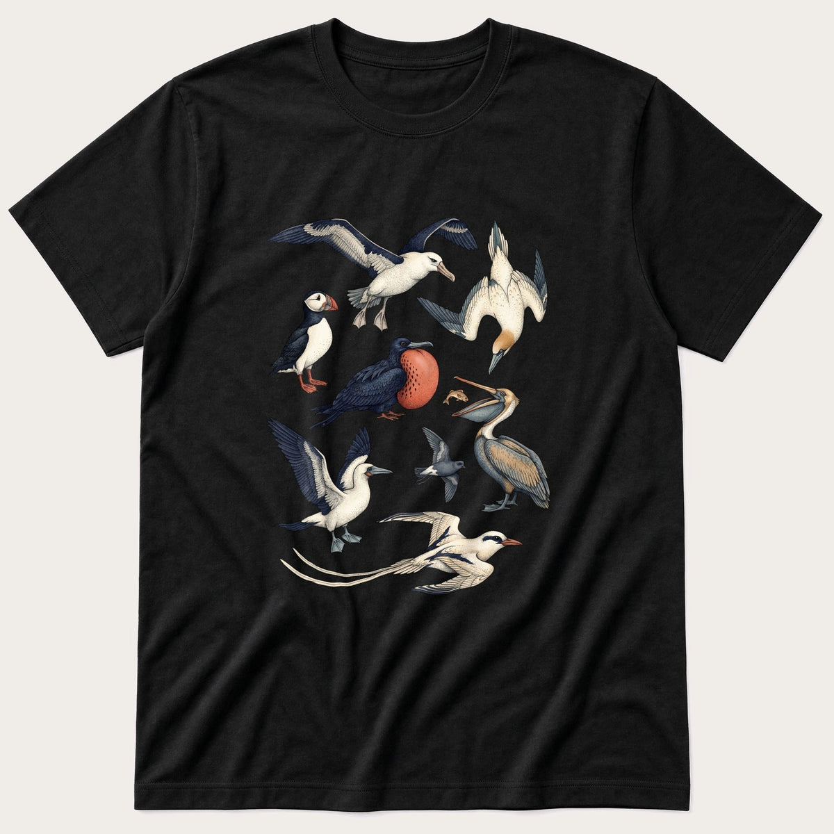 Seabirds 44 — Black T-Shirt