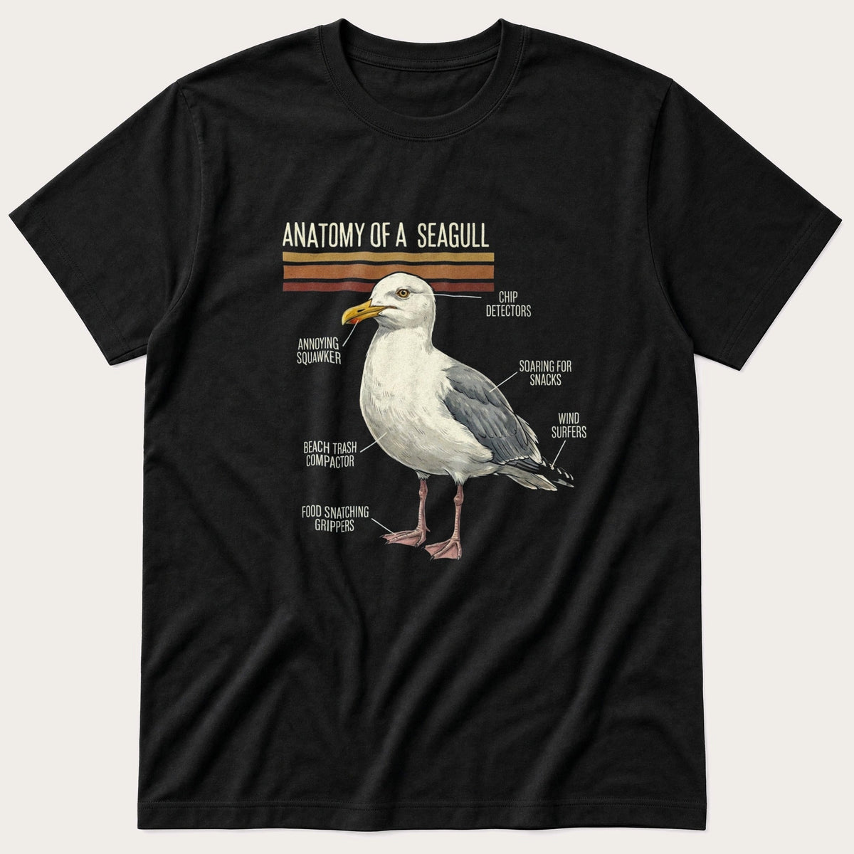 Seagull Anatomy — Black T-Shirt
