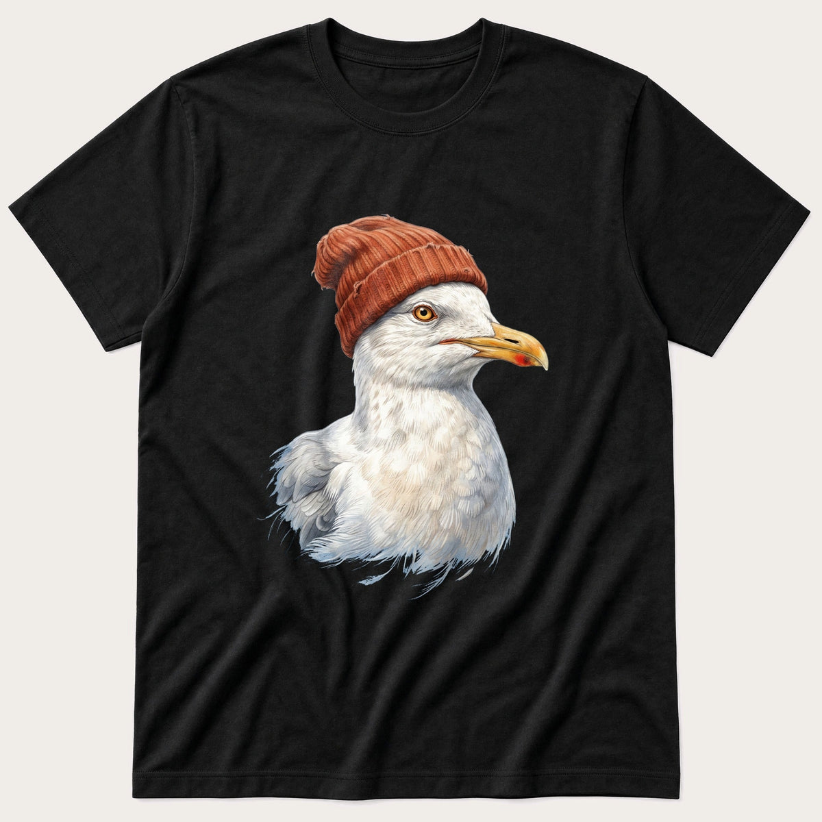 Seagull Wool Hat 1 — Black T-Shirt