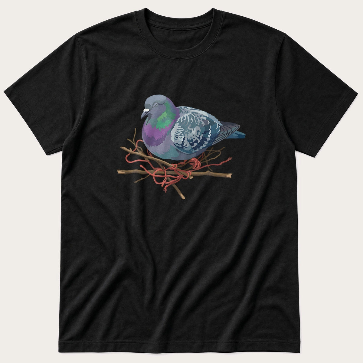 Sleeping Pigeon — Black T-Shirt