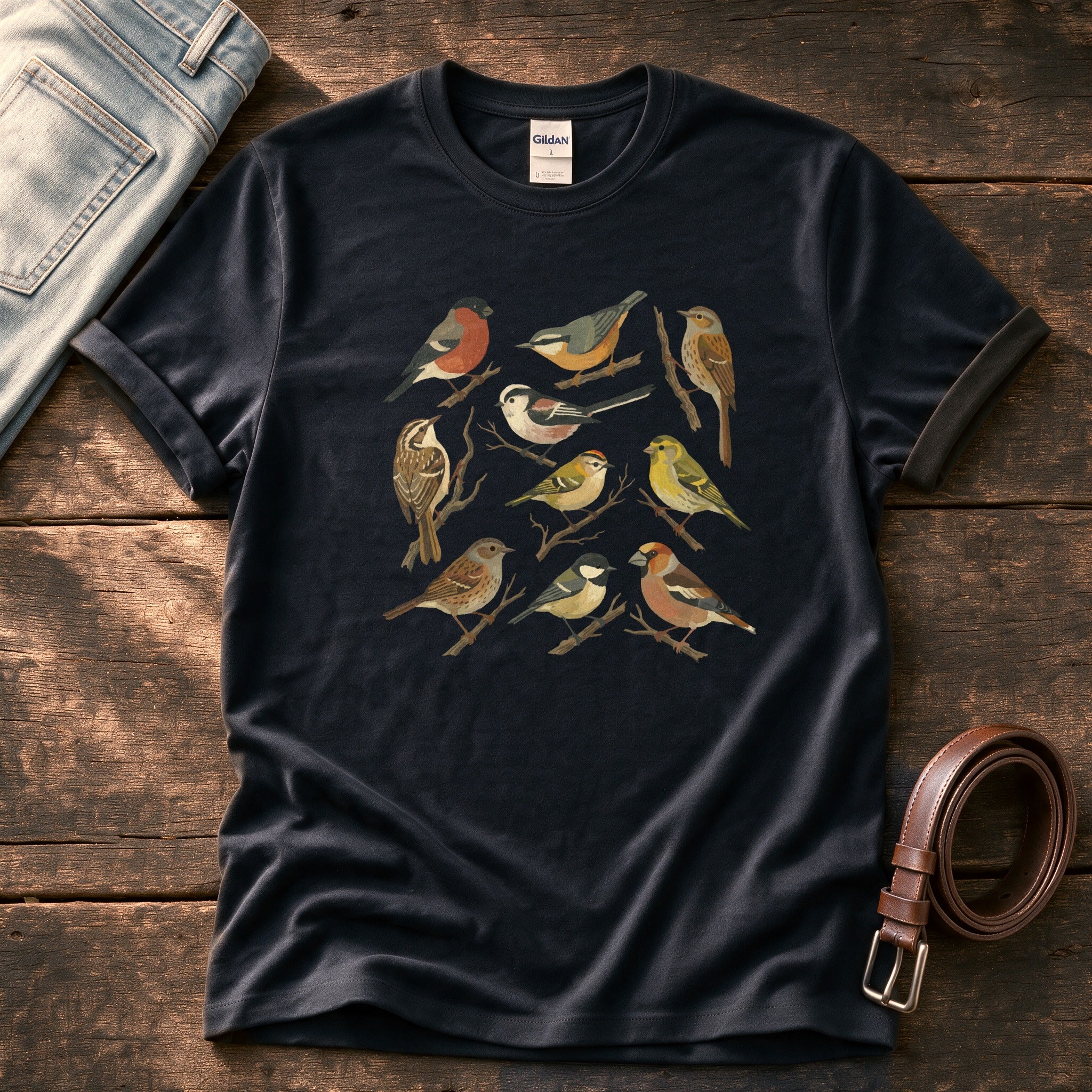 Small Wild Bird Flock — Black Comfort Colors tee
