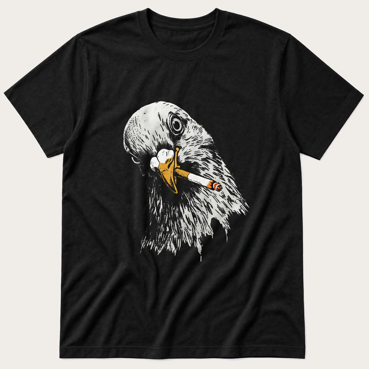 Smoking Pigeon 5 — Black T-Shirt