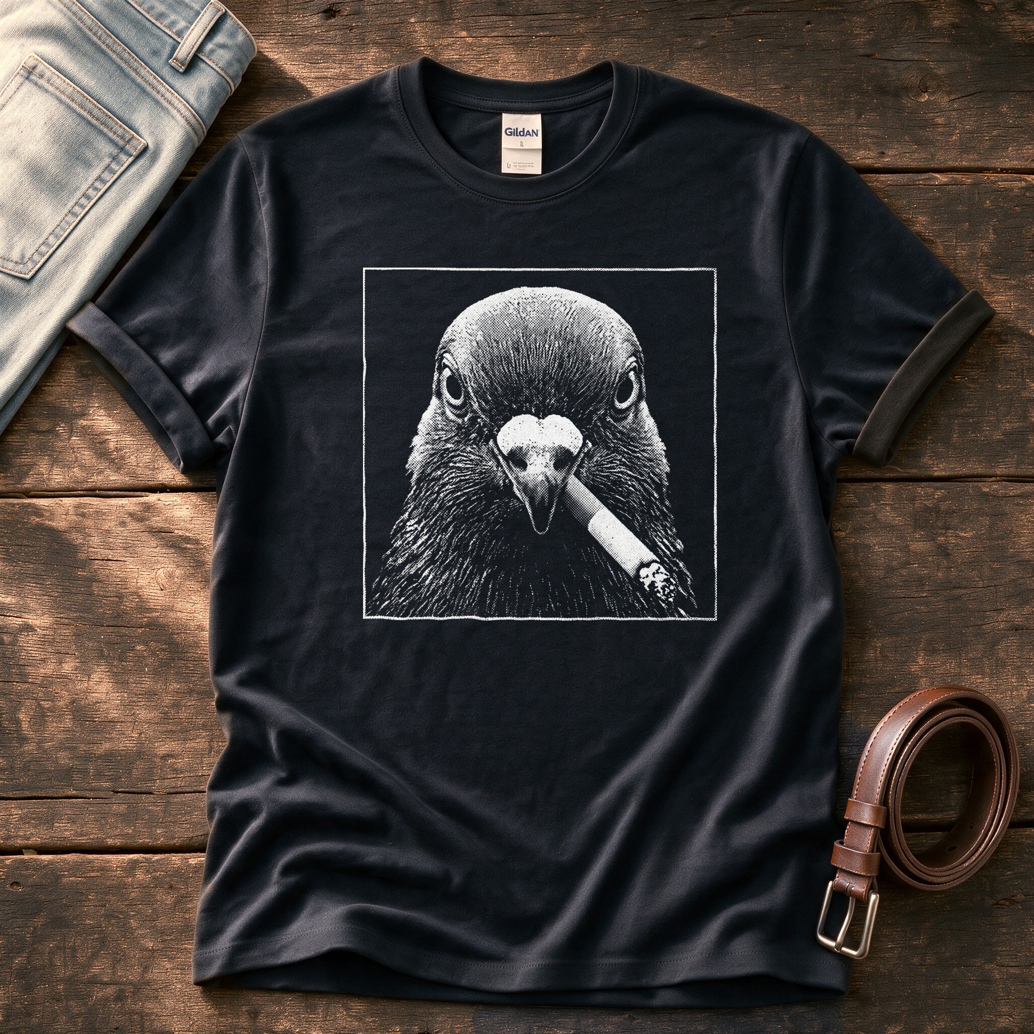 Smoking Pigeon — Black Comfort Colors tee