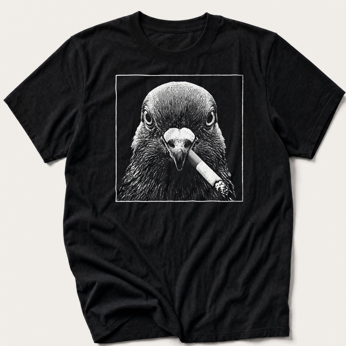 Smoking Pigeon — Black T-Shirt