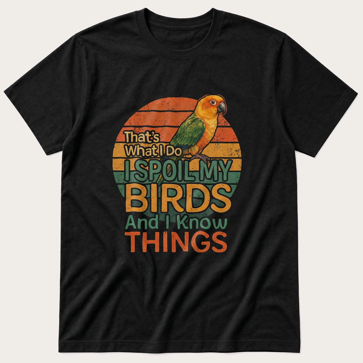 Spoil My Sun Conure — Black T-Shirt