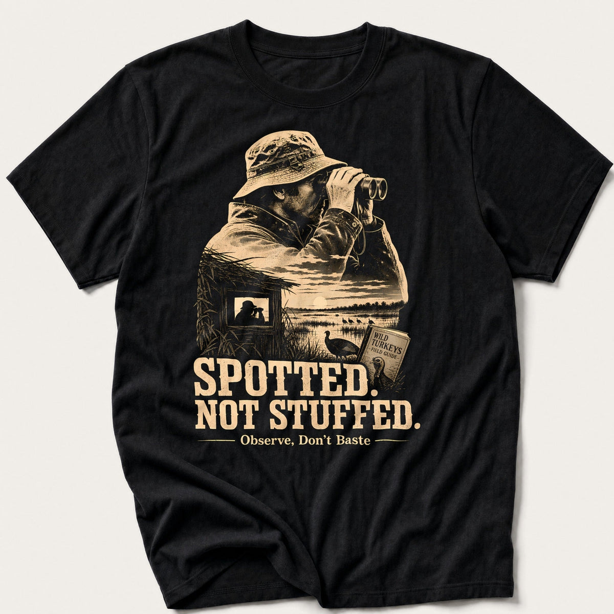 Spotted Not Stuffed Silhouette — Black T-Shirt