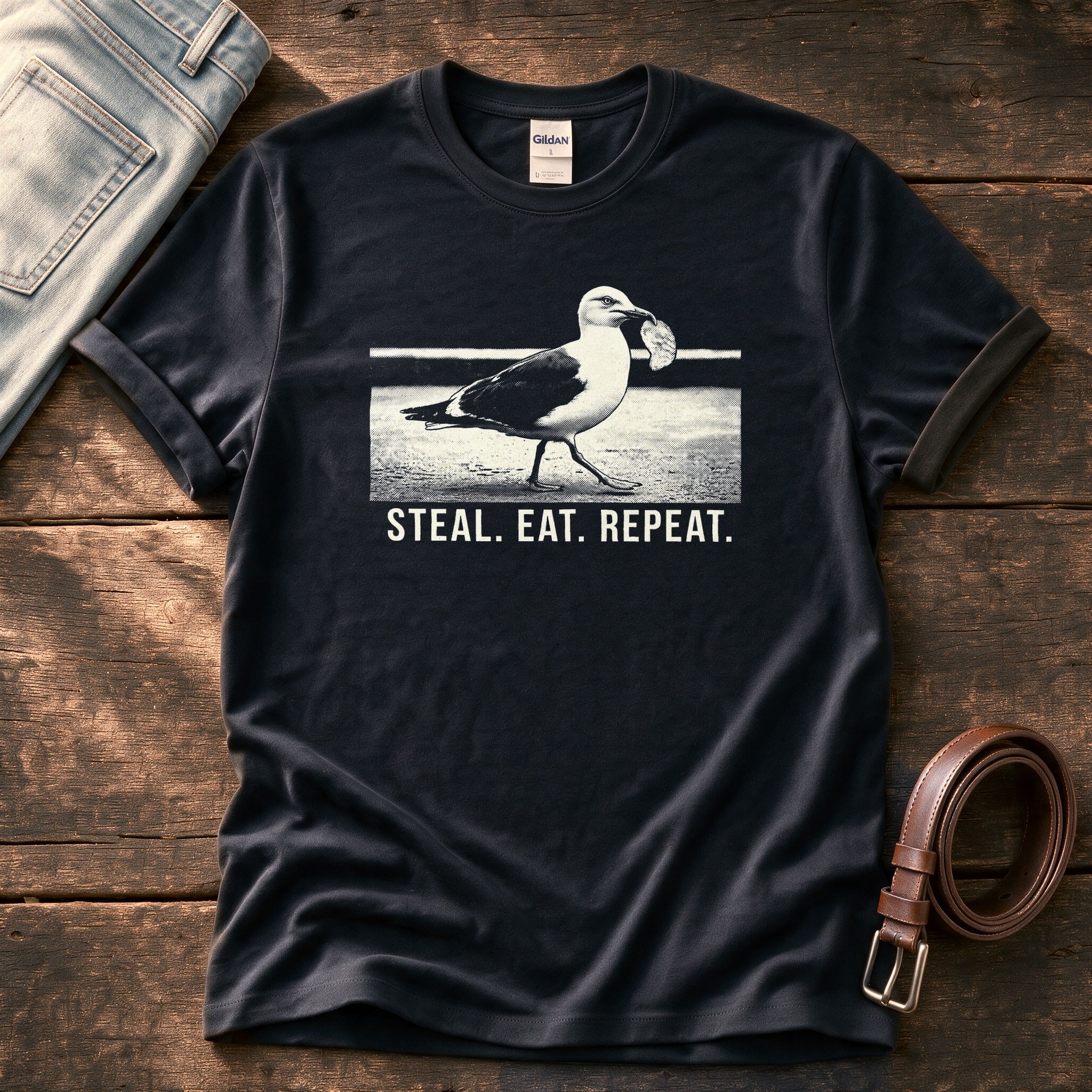 Steal Eat Repeat — Black Comfort Colors tee
