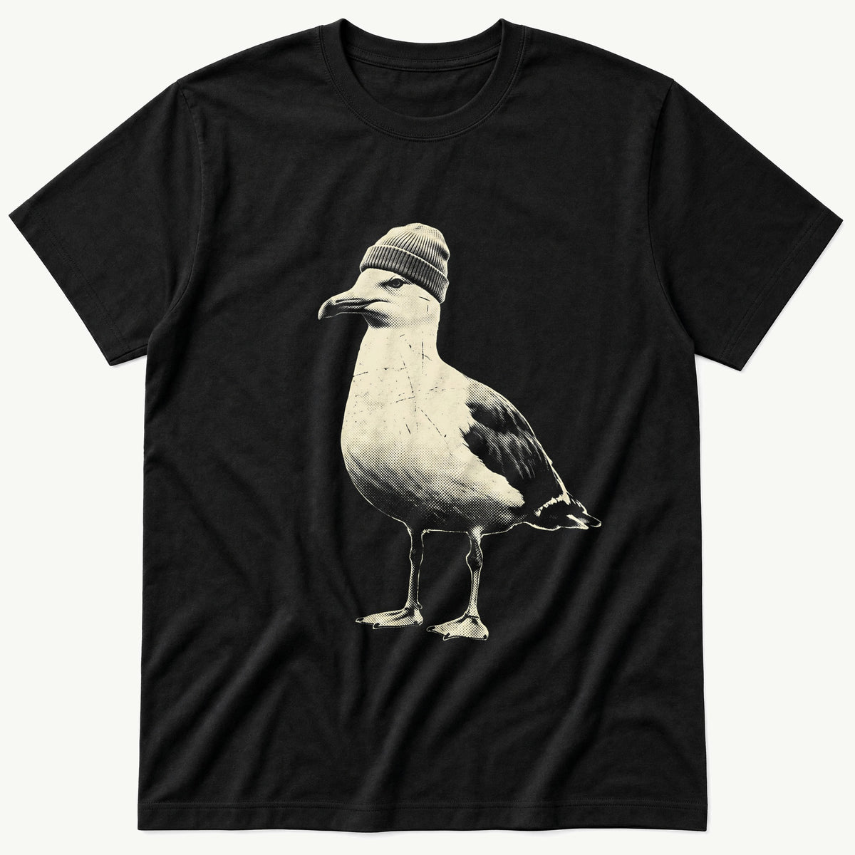 Street Seagull 1 — Black T-Shirt