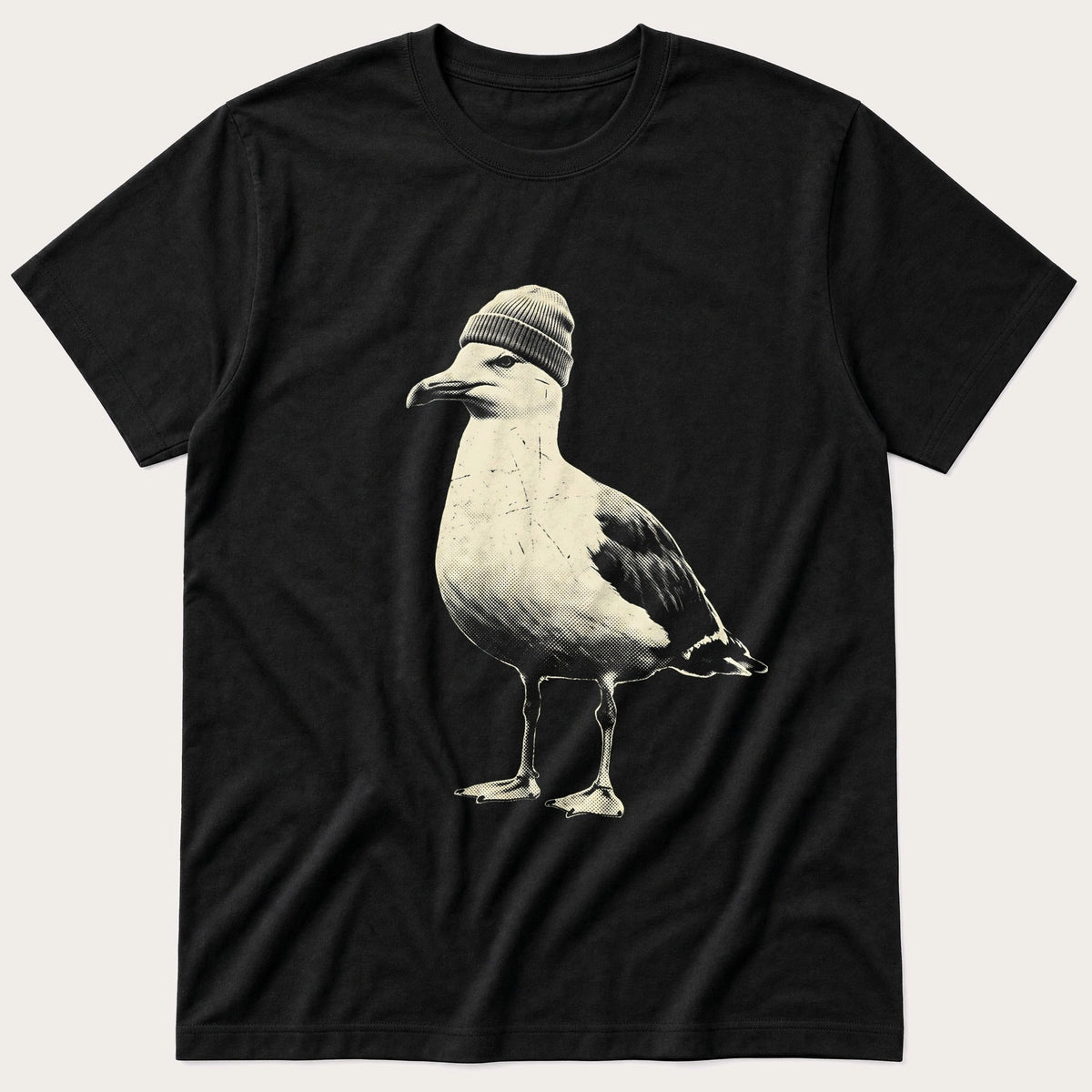 Street Seagull 1 — Black T-Shirt