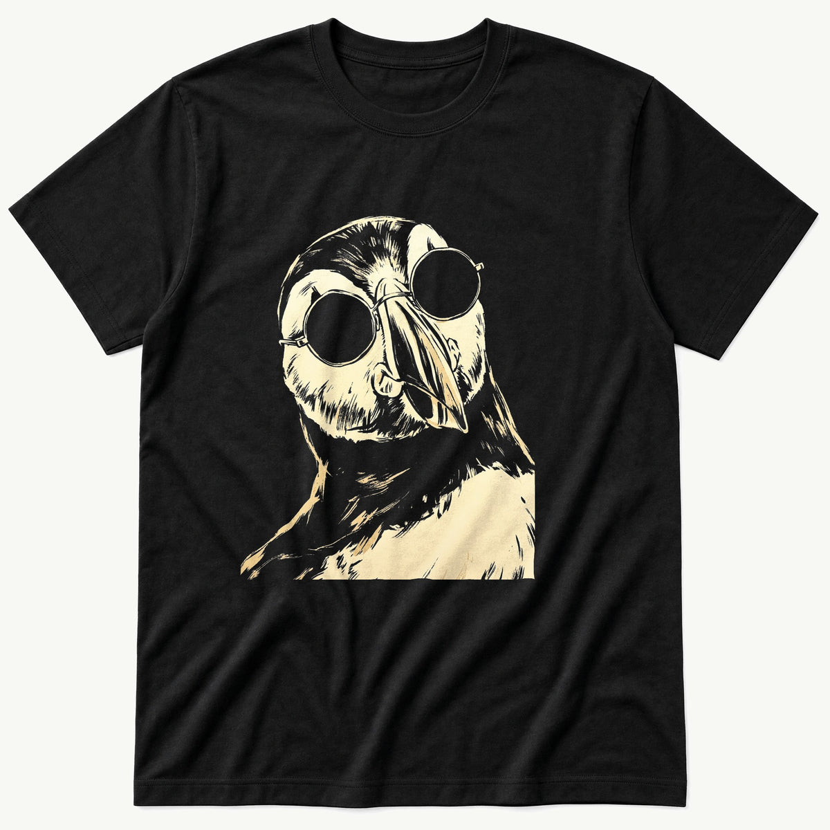 Sunglass Puffin 4 — Black T-Shirt