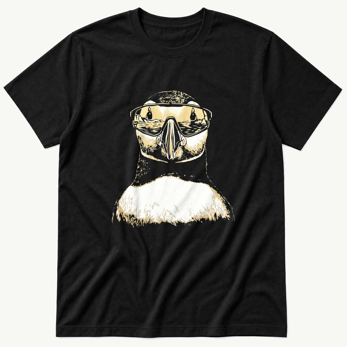 Sunglass Puffin 8 — Black T-Shirt