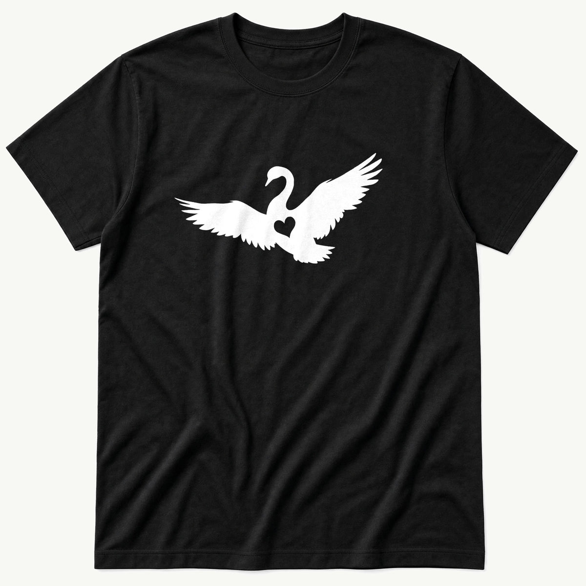 Swan Heart — Black T-Shirt