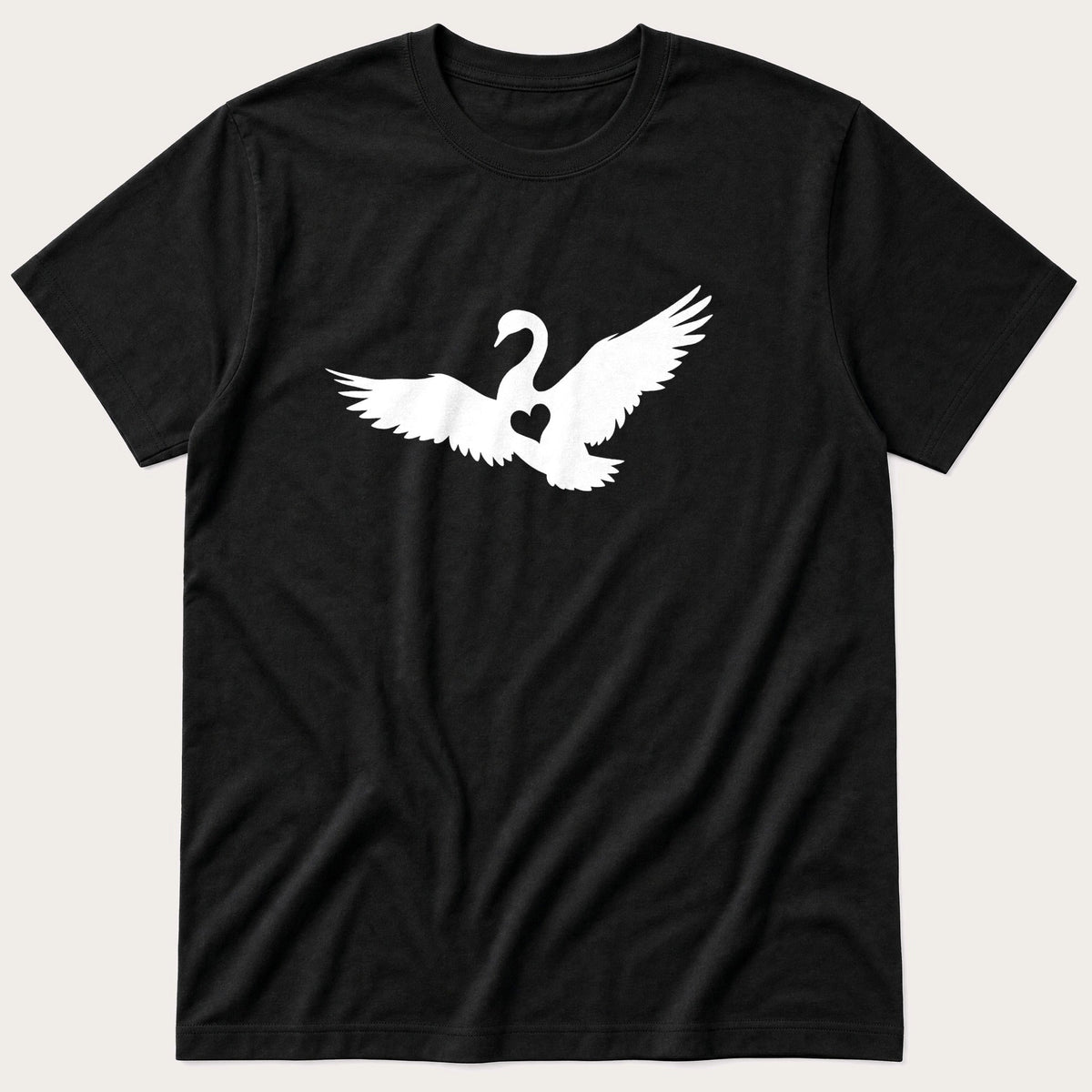 Swan Heart — Black T-Shirt