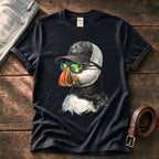 Trucker Puffin 1 — Black Comfort Colors tee