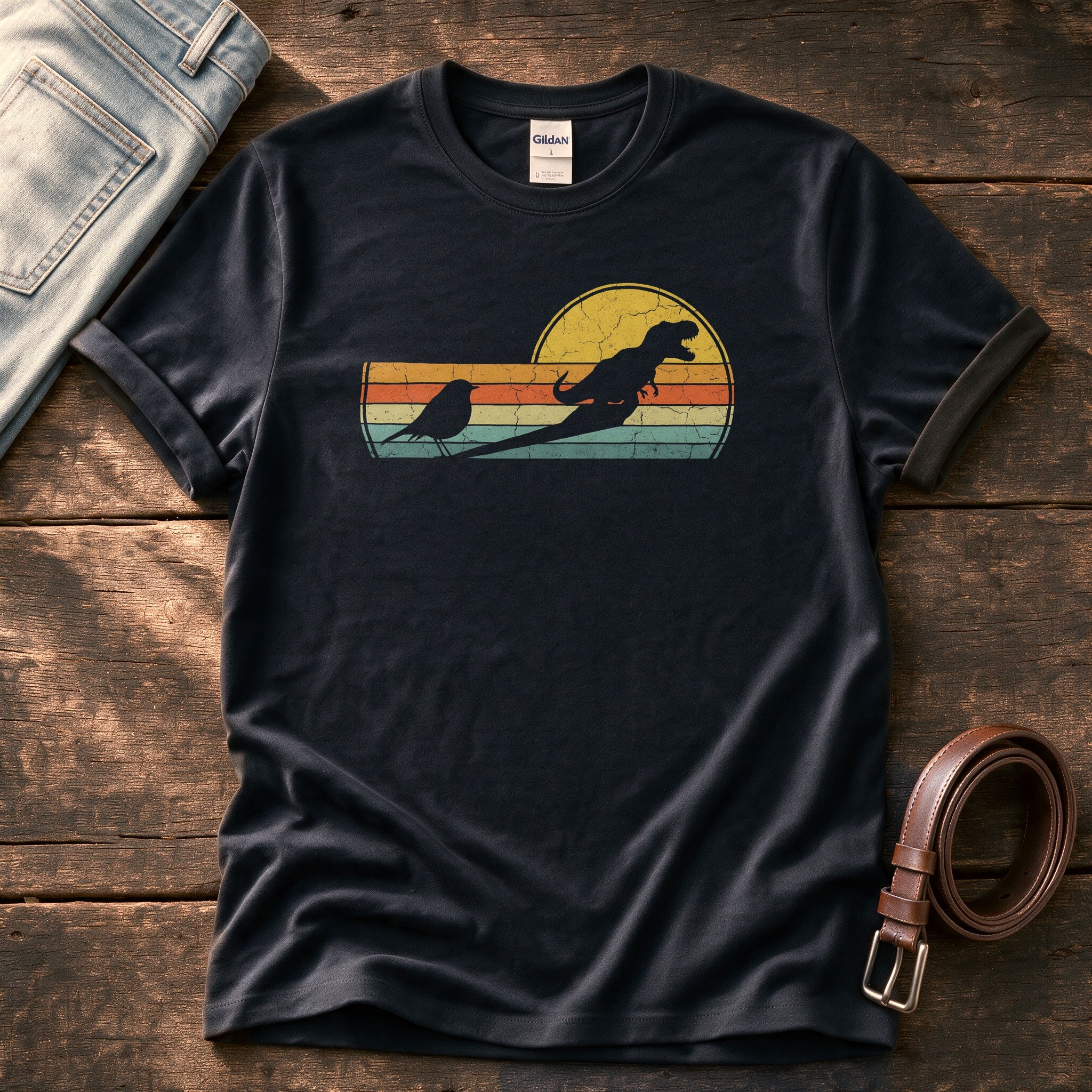 Vintage Dino Shadow — Black Comfort Colors tee