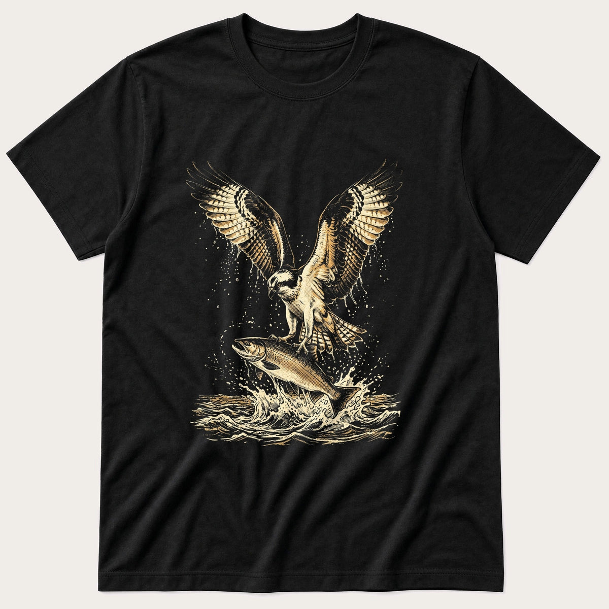 Washed Out Hawk 7 — Black T-Shirt