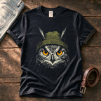 Woodland Owl Beanie 7 — Black Comfort Colors tee