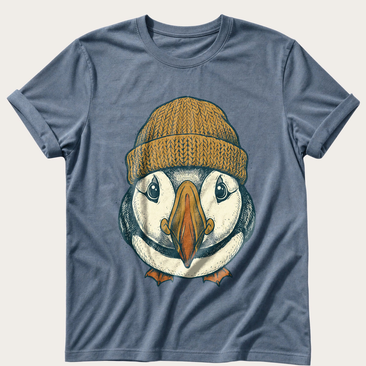 Beanie Puffin 6 — Blue Jean Comfort Colors tee