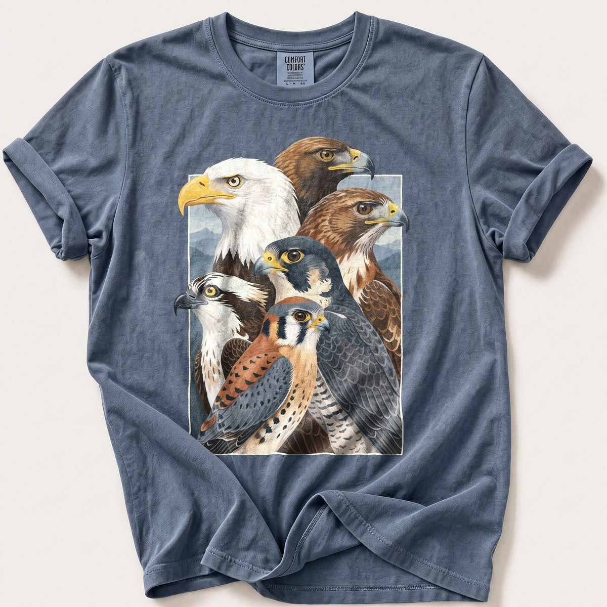 Birds Of Prey Breeds 33 — Blue Jean Comfort Colors tee
