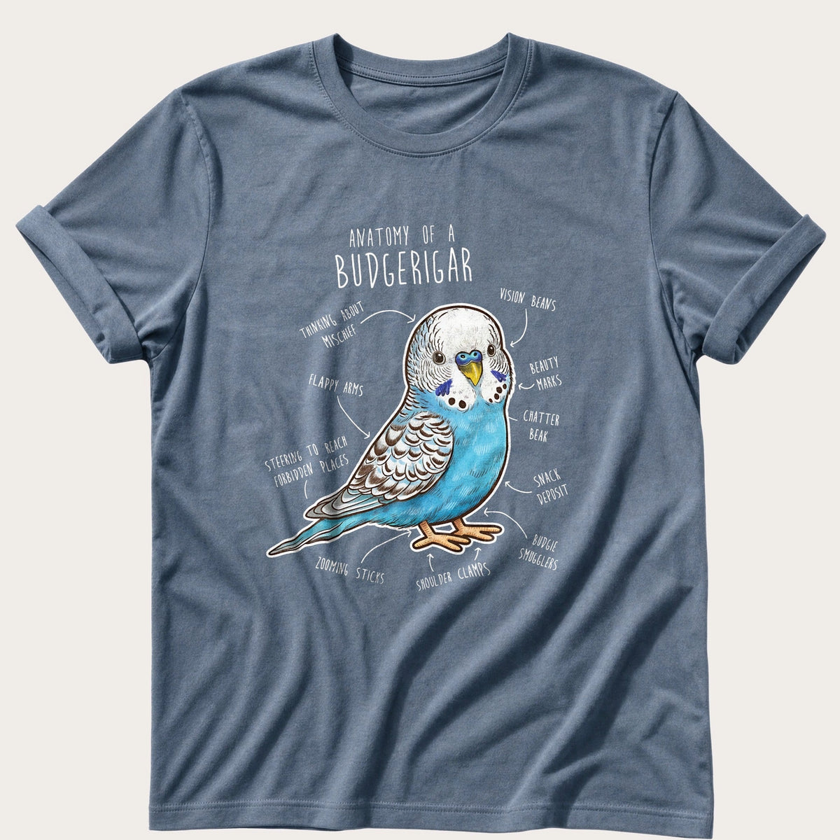 Budgie Anatomy cute — Blue Jean Comfort Colors tee