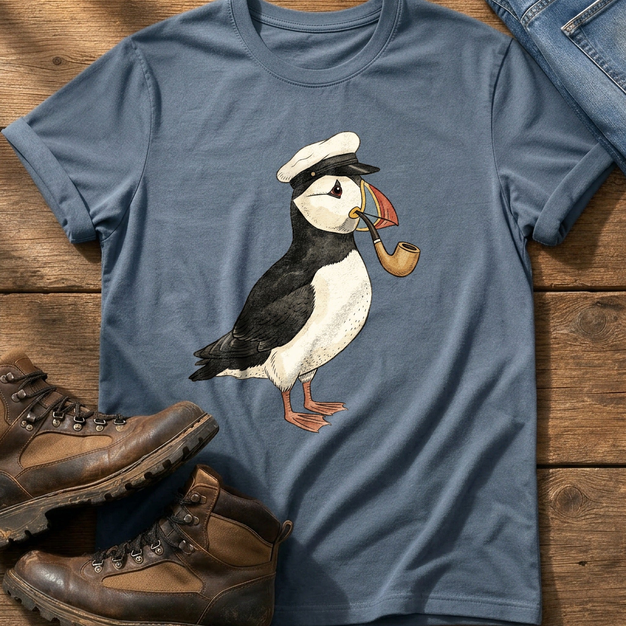 Cap Puffin 1 — Blue Jean Comfort Colors tee
