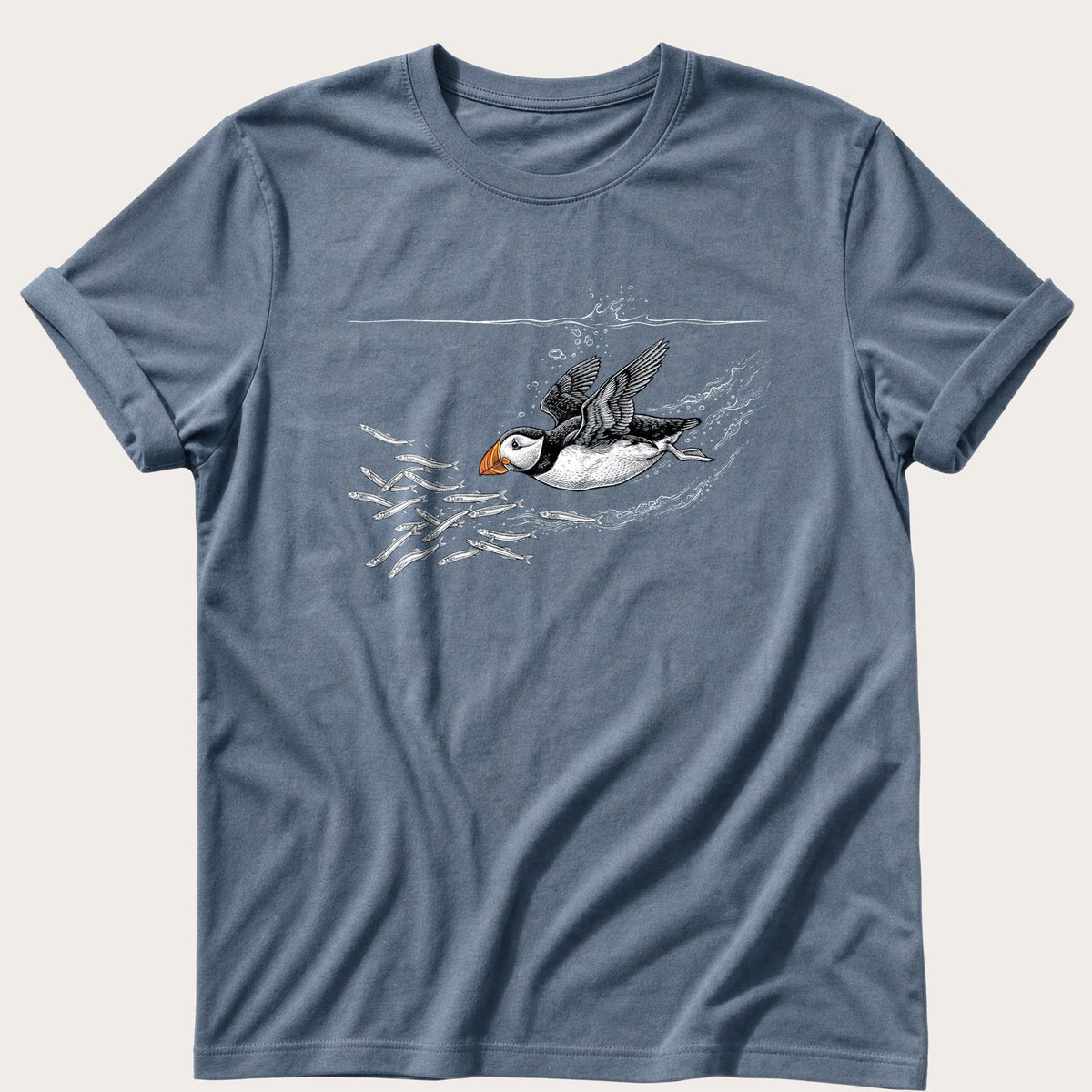 Diving Puffin — Blue Jean Comfort Colors tee