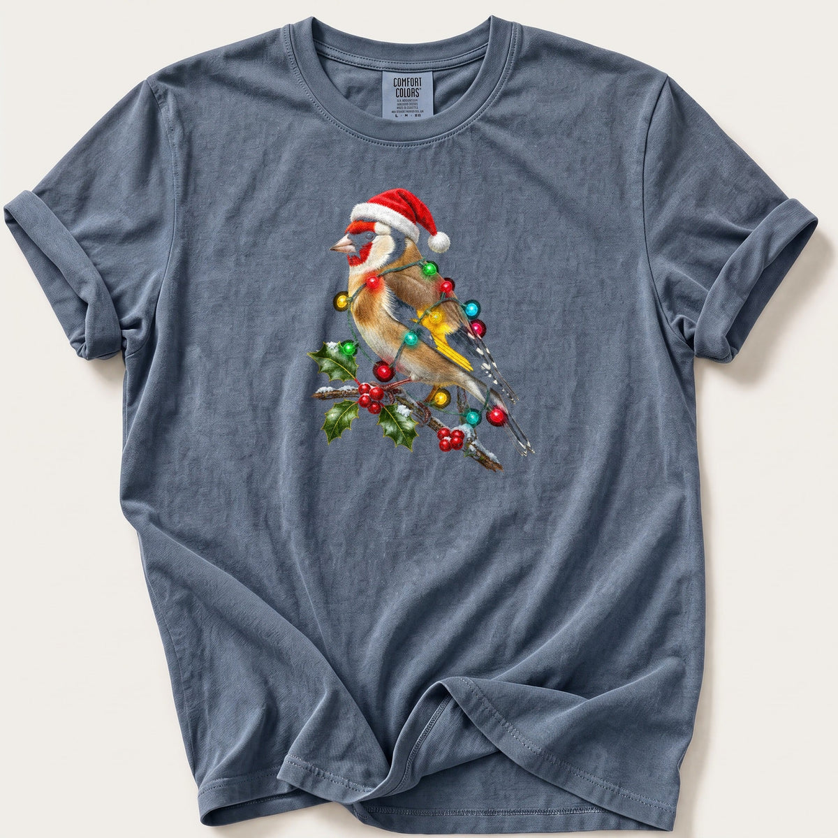 Fairy Light Goldfinch — Blue Jean Comfort Colors tee
