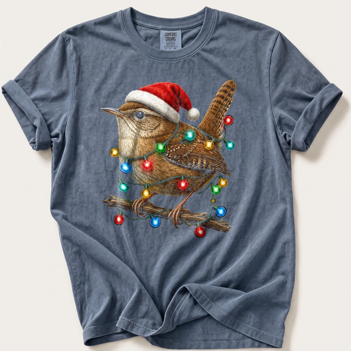 Fairy Light Wren — Blue Jean Comfort Colors tee