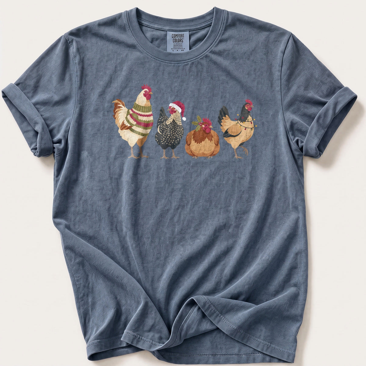 Festive Hen Line Up — Blue Jean Comfort Colors tee