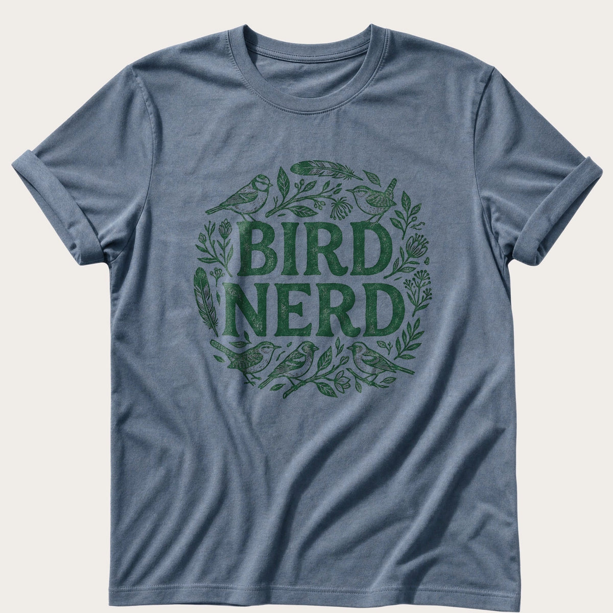Floral Bird Nerd — Blue Jean Comfort Colors tee
