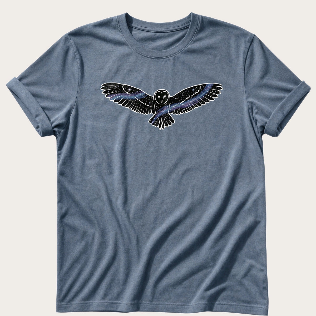 Galaxy owl — Blue Jean Comfort Colors tee