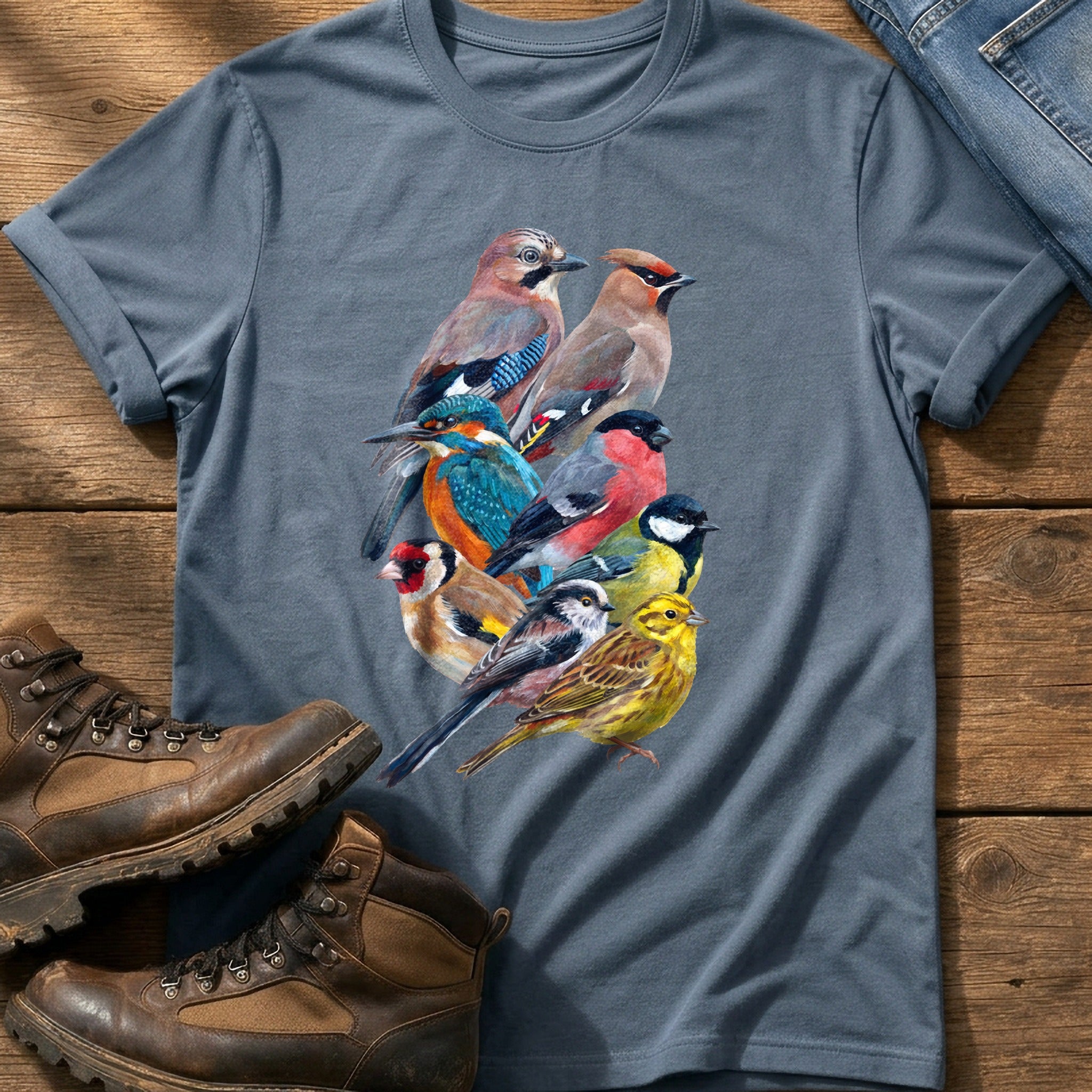 Garden Birds Of Britain — Blue Jean Comfort Colors tee