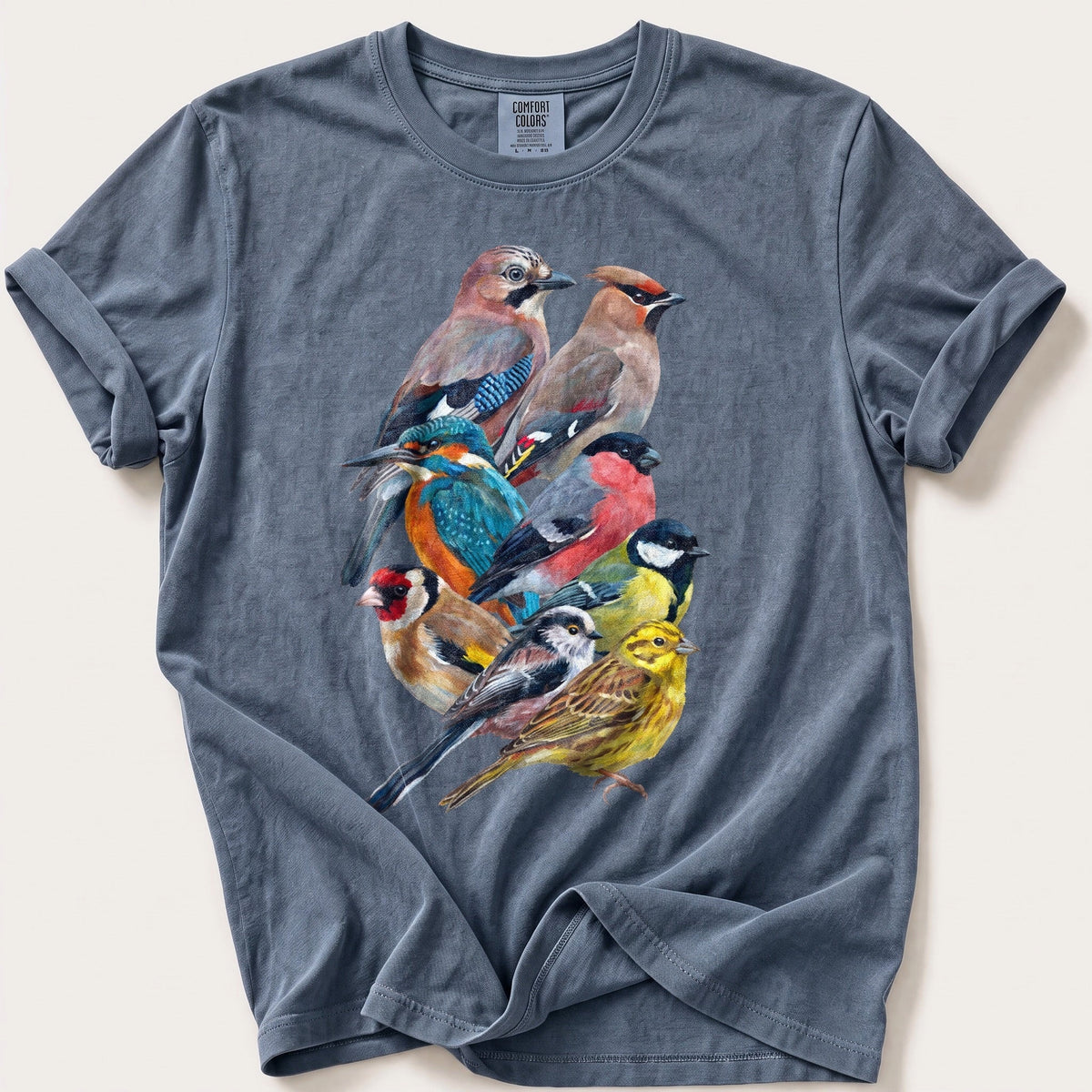 Garden Birds Of Britain — Blue Jean Comfort Colors tee