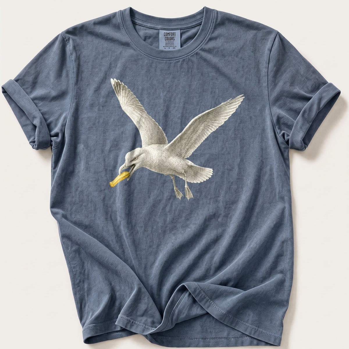 Gull With A Chip — Blue Jean Comfort Colors tee