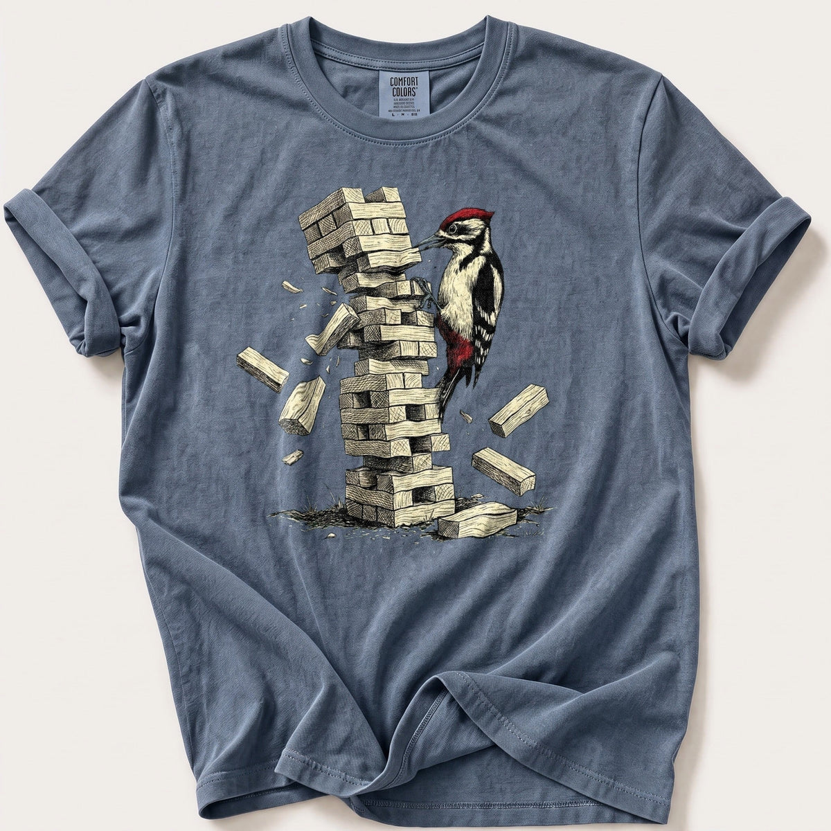 Jenga Champion — Blue Jean Comfort Colors tee