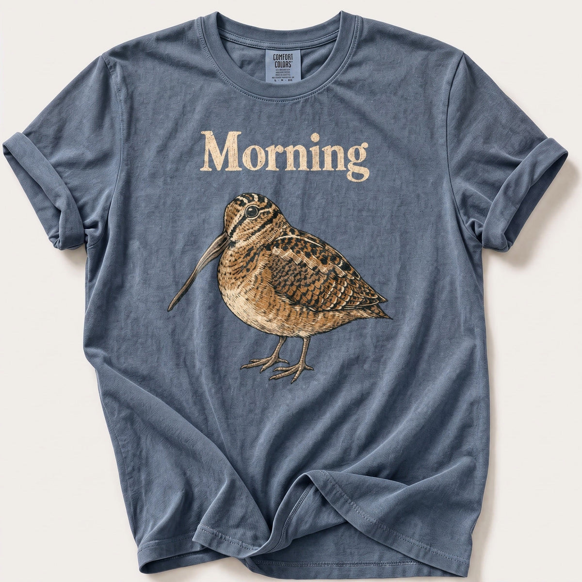 Morning Woodcock — Blue Jean Comfort Colors tee