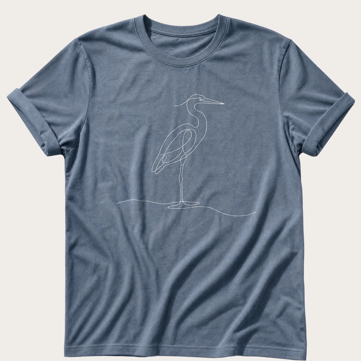 One Line Heron — Blue Jean Comfort Colors tee