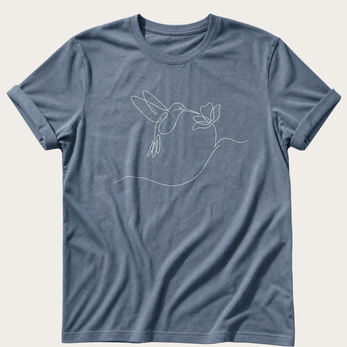 One Line Hummingbird — Blue Jean Comfort Colors tee